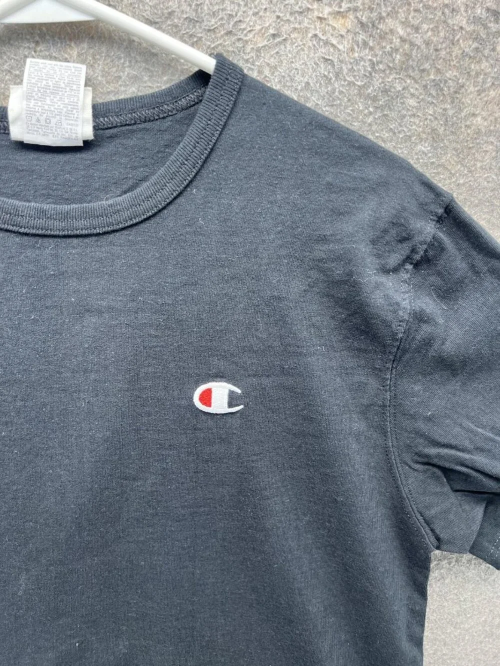 Champion Shirt Mens Small Black Small C Chest Logo Tee Casual Cotton y2k 2000s - Picture 8 of 12